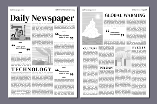 Newspaper Cover Page Empty Template Mockup Design vector