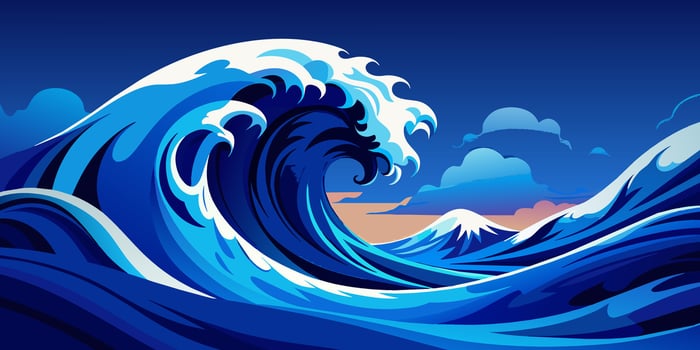 Abstract Blue Wave on Background. Illustration vector