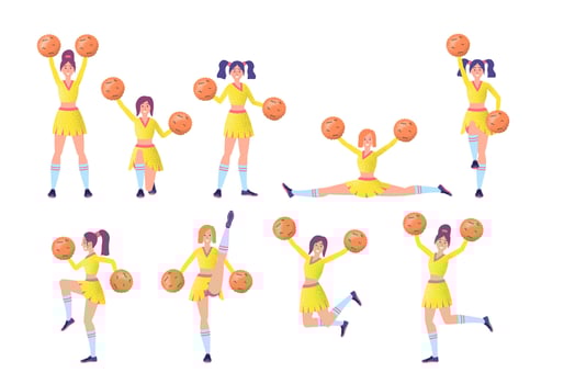 Cartoon Color Characters Girl Cheerleaders Concept vector