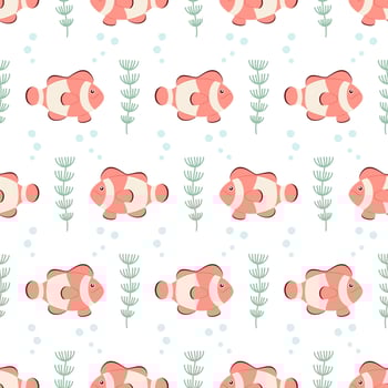 A simple seamless pattern with a nautical theme. Fish clown. vector
