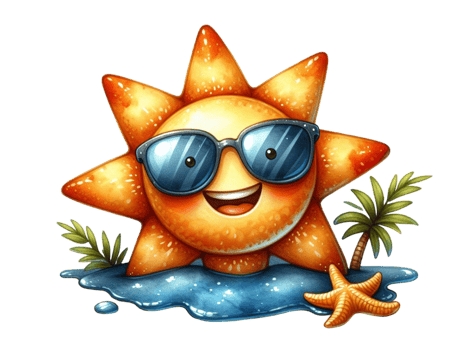 aigenerated sun with sunglasses png