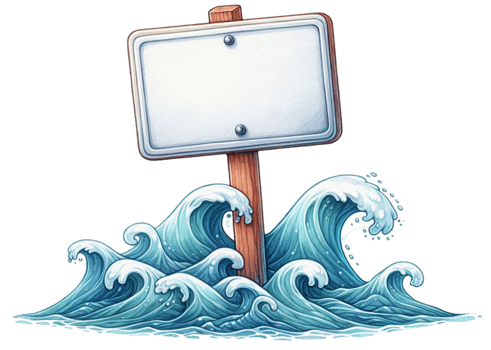 aigenerated sign on the ocean with waves png