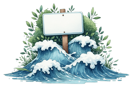aigenerated sign on the ocean with waves png
