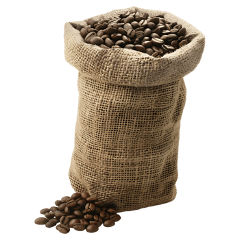 3D Rendering of a Coffee Beans in a Bag on Transparent Background png