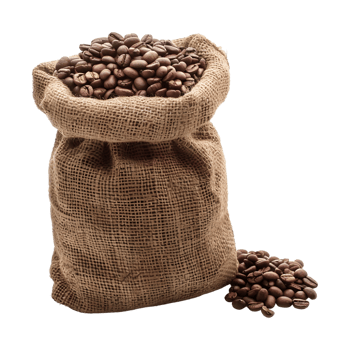 3D Rendering of a Coffee Beans in a Bag on Transparent Background png