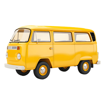 3D Rendering of a Vintage Yellow Van on Transparent Background png