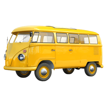 3D Rendering of a Vintage Yellow Van on Transparent Background png