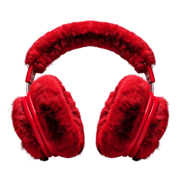 3D Rendering of a Red Fur Headphone or Headset on Transparent Background png