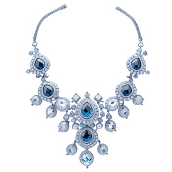 Beautiful expensive blue diamond necklace isolated on transparent background png