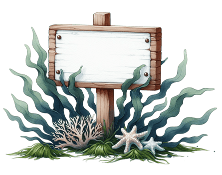 aigenerated seaweed wooden sign png