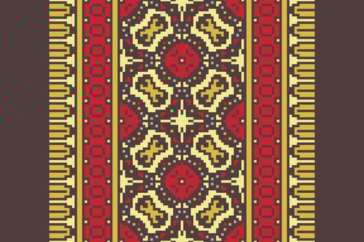Dhoti Pattern Seamless Native American, Motif embroidery, Pixel Ikat embroidery Design for Print tie dyeing pillowcase sambal puri kurti mughal architecture vector