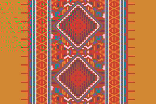 Baroque pattern Seamless Bandana print silk Motif embroidery, Pixel Ikat embroidery Design for Print border embroidery ancient egypt vector