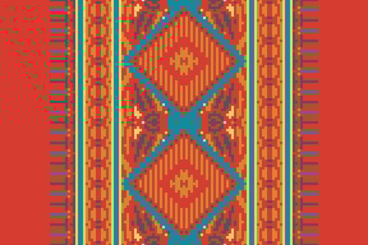 Baroque pattern Seamless Bandana print silk Motif embroidery, Pixel Ikat embroidery Design for Print figure tribal ink on cloth patola sari vector