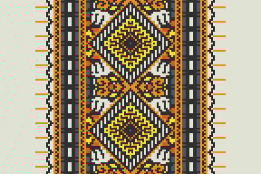 Dupatta pattern Seamless Scandinavian pattern Motif embroidery, Pixel Ikat embroidery Design for Print scandinavian pattern saree ethnic nativity gypsy pattern vector