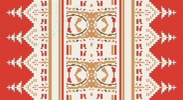 Bukhara pattern Seamless Bandana print silk Motif embroidery, Pixel Ikat embroidery Design for Print egyptian pattern tibetan mandala bandanna vector