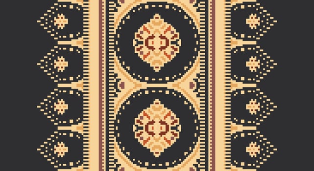 Tissue Dupatta Seamless Scandinavian pattern Motif embroidery, Pixel Ikat embroidery Design for Print pattern vintage flower folk navajo patchwork pattern vector