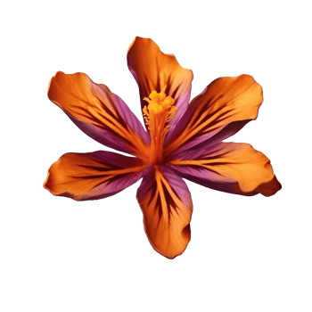 Top view of cobra saffron flower isolated on transparent background png