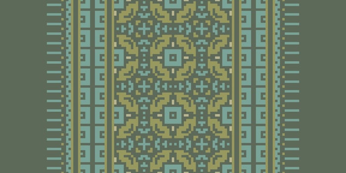 Ancient patterns Seamless Native American, Motif embroidery, Pixel Ikat embroidery Design for Print endless arabesque cloth dupatta shawl bandana print silk kurta men vector