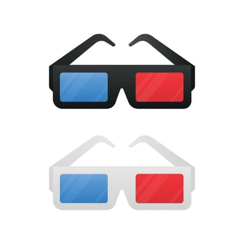 3D glasses illustration. A pair of 3D glasses isolated on a colored background. vector