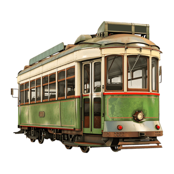 3D Rendering of a Historic Tram on Transparent Background png