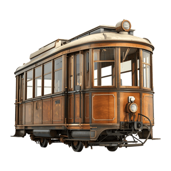 3D Rendering of a Historic Tram on Transparent Background png