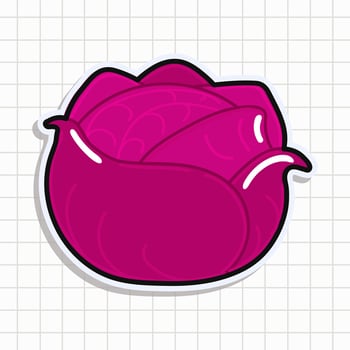 Cute funny Cabbage sticker. hand drawn cartoon kawaii character illustration icon. Isolated on background. Cabbage card character concept vector