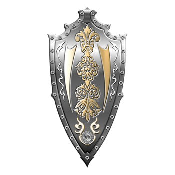 Metallic Shield Embeded with Golden Ornate Design png
