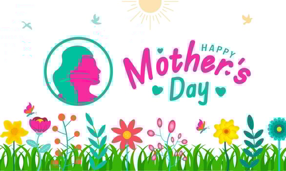 Happy Mother's day typography with colorful flower background template. use to background, banner, placard, card, and poster design template with text inscription and standard color. vector