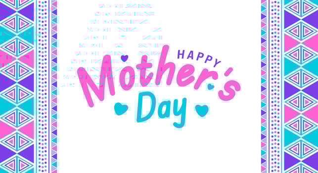 Happy Mother's day typography with geometric shape pattern background template. use to background, banner, placard, card, and poster design template with text inscription and standard color. vector