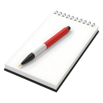 3D Rendering of a Notepad with Pen on Transparent Background png