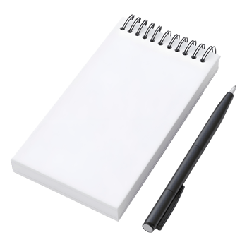 3D Rendering of a Notepad with Pen on Transparent Background png