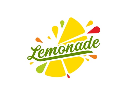 Lemonade drink icon, lemon fruit juice emblem vector