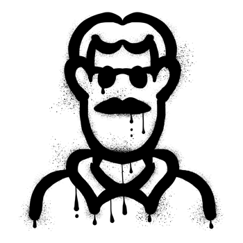 Portrait of a father with black spray paint graffiti png