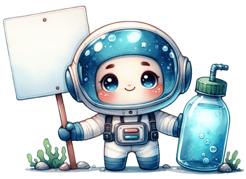aigenerated aquanaut holding a blank sign png