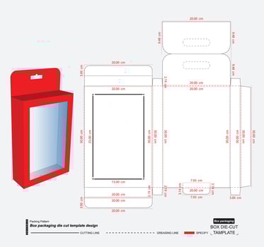 Hanging Box packaging die cut template design 3d mock up vector