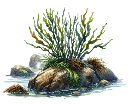 aigenerated sea plants on rocks png