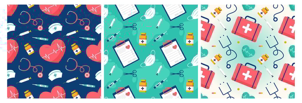 Doctors Day Seamless Pattern Design with Medical Equipment in Template Hand Drawn Cartoon Flat Illustration vector