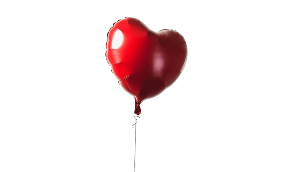Red Heart Floating Balloon on Transparent Background png