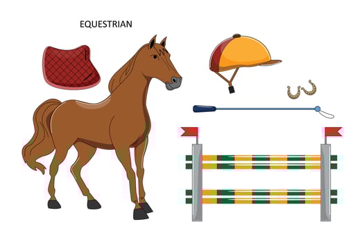 Equestrian sport with horse and equipment vector