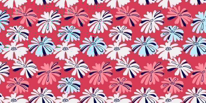 Colorful retro seamless pattern with simple creative shapes flowers. hand drawn sketch. Fashionable abstract orange printing. Template for designs, fabric, textile, surface design vector