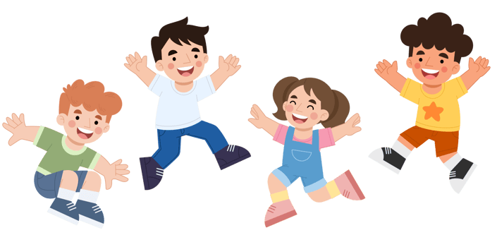 Happy children jumping cartoon illustration png