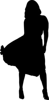 Silhouette beautiful fashion girl on white background vector