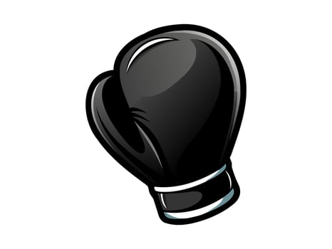 Black boxing glove illustration. Single sporting glove with a simplistic design. Concept of sports equipment, boxing training, athletic gear, combat sports. Isolated on white backdrop vector