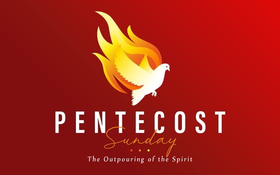 Pentecost Sunday greetings, religious logo concept vector