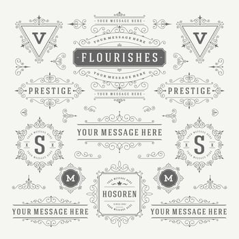 Vintage Ornaments Decorations Design Elements. Flourishes calligraphic combinations Retro Logos vector