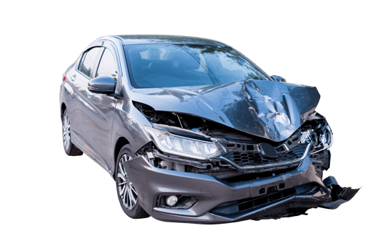 Car crash, Front and side of modern black car get damaged by accident on the road. damaged cars after collision. isolated on transparent background, File png