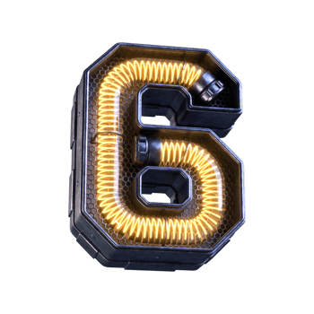 3d number neon light 6 png