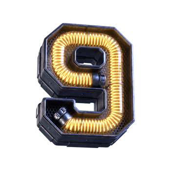 3d number neon light 9 png