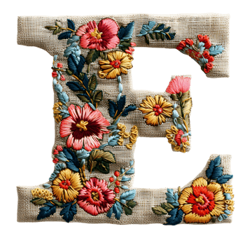 Artistic Embroidery Stitches for Letter E png