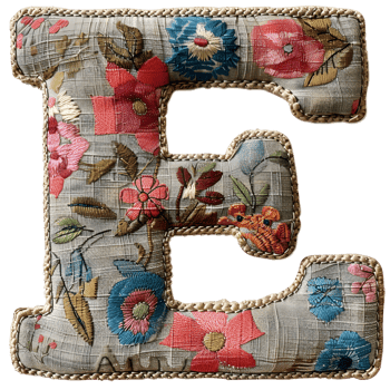 Creative Stitching Letter E Embroidery Style png